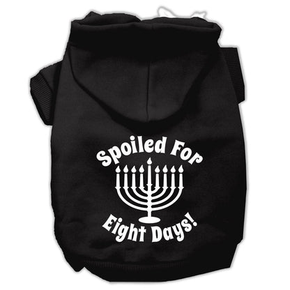 Sudadera con capucha para perros y gatos de Hanukkah con serigrafía que dice "Mimados durante ocho días"