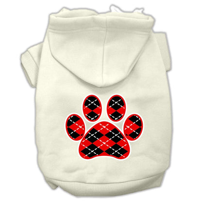 Pet Hoodie "Red Argyle Paw"