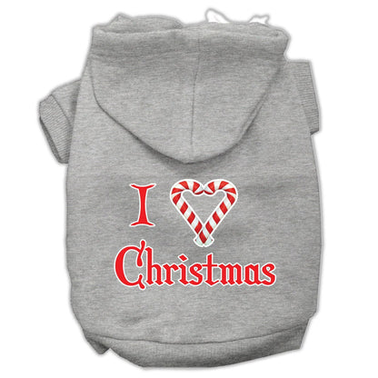 Christmas Pet Hoodie Screen Printed, "I Heart Christmas"