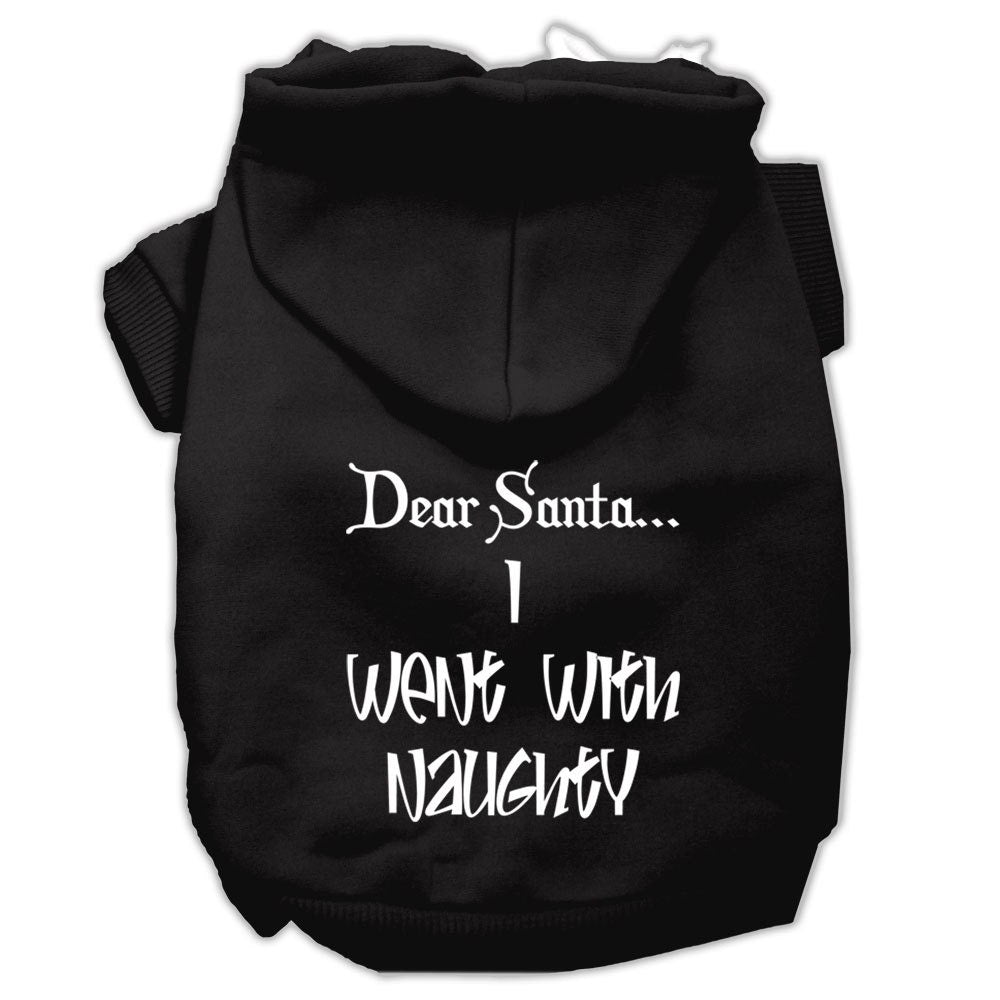 Christmas Pet Dog & Cat Hoodie Screen Printed, "Dear Santa, I Went With Naughty"