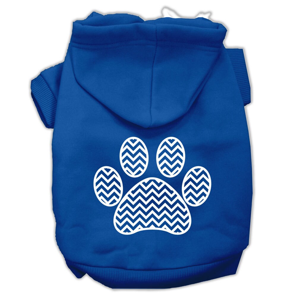 Pet Dog & Cat Hoodie Screen Printed, "Chevron Paw Print"