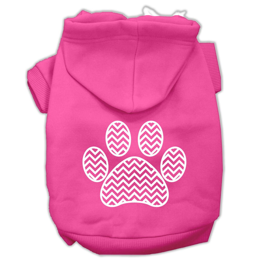 Pet Dog & Cat Hoodie Screen Printed, "Chevron Paw Print"