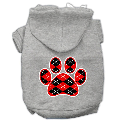 Pet Hoodie "Red Argyle Paw"