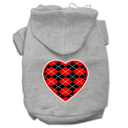 Pet Hoodie "Red Argyle Heart"