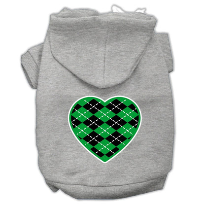 Pet Hoodie "Green Argyle Heart"