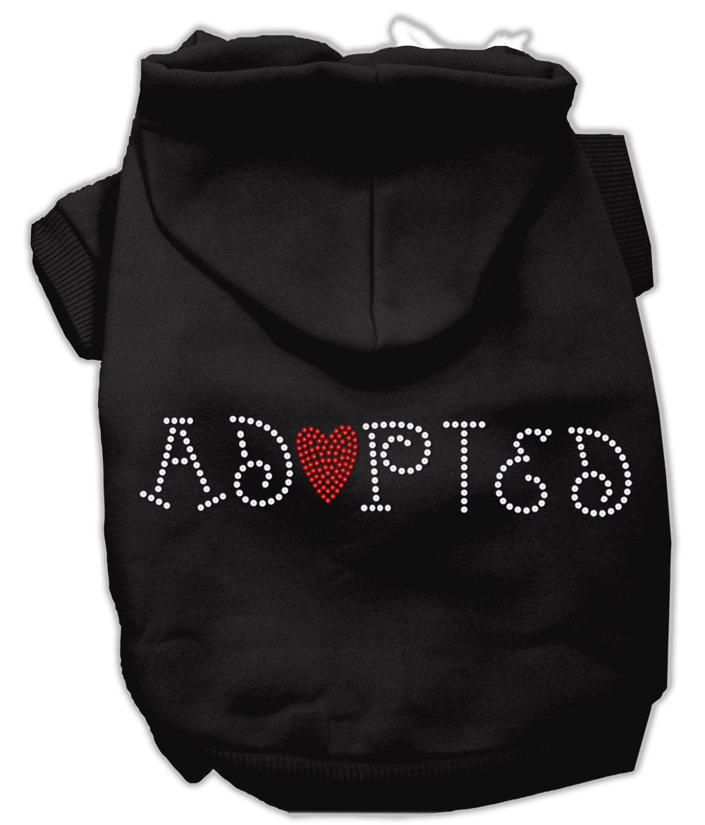 Sudadera con capucha para mascotas, perros y gatos con diamantes de imitación, "Adoptado"