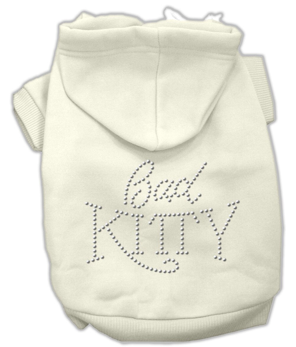 Sudadera con capucha para mascotas, perros y gatos con diamantes de imitación, "Bad Kitty"