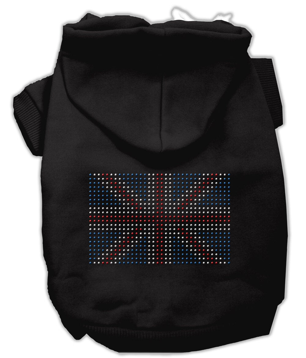 Sudadera con capucha para mascotas, perros y gatos con diamantes de imitación y bandera británica