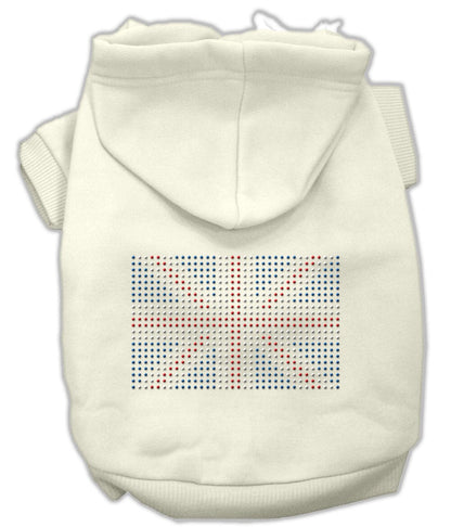 Sudadera con capucha para mascotas, perros y gatos con diamantes de imitación y bandera británica