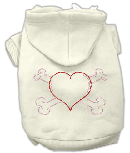 Pet, Dog & Cat Hoodie Rhinestone, "Heart and Crossbones"