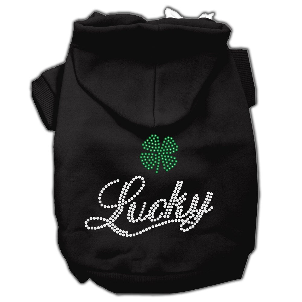 Sudadera con capucha para mascotas, perros y gatos con diamantes de imitación, "Lucky"