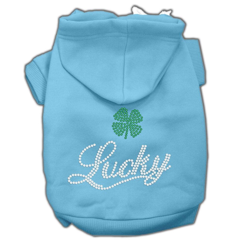 Sudadera con capucha para mascotas, perros y gatos con diamantes de imitación, "Lucky"