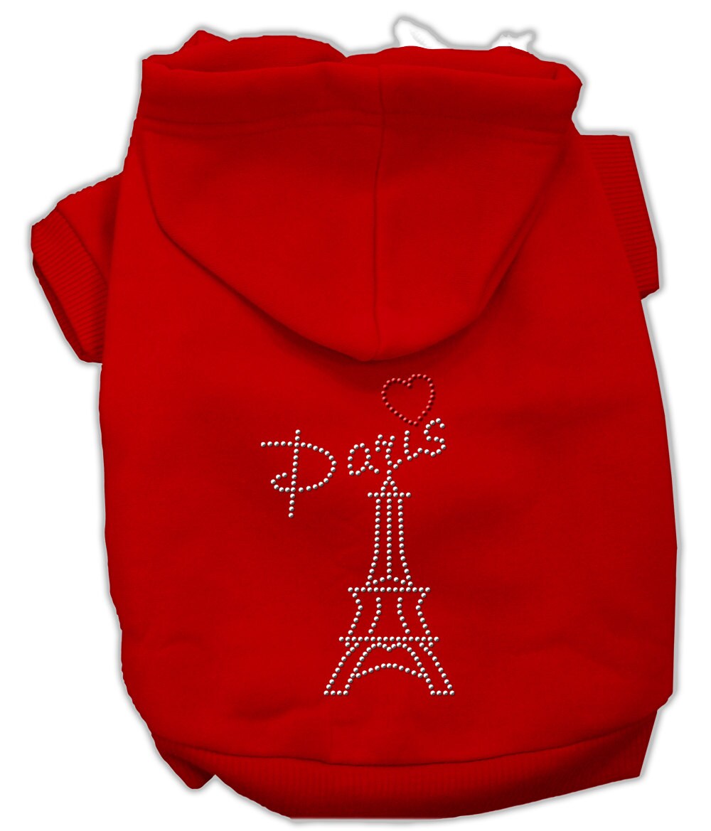 Sudadera con capucha para mascotas, perros y gatos con diamantes de imitación, "París"