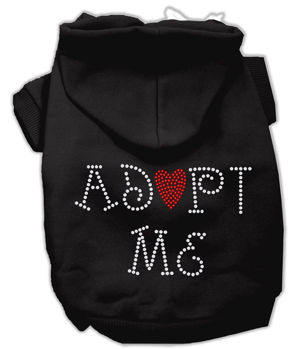 Sudadera con capucha para mascotas, perros y gatos con diamantes de imitación y la frase "Adoptame"