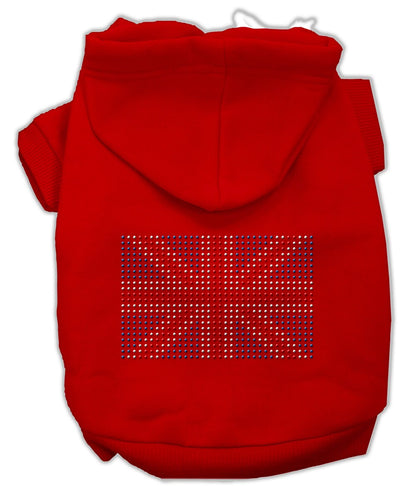 Sudadera con capucha para mascotas, perros y gatos con diamantes de imitación y bandera británica