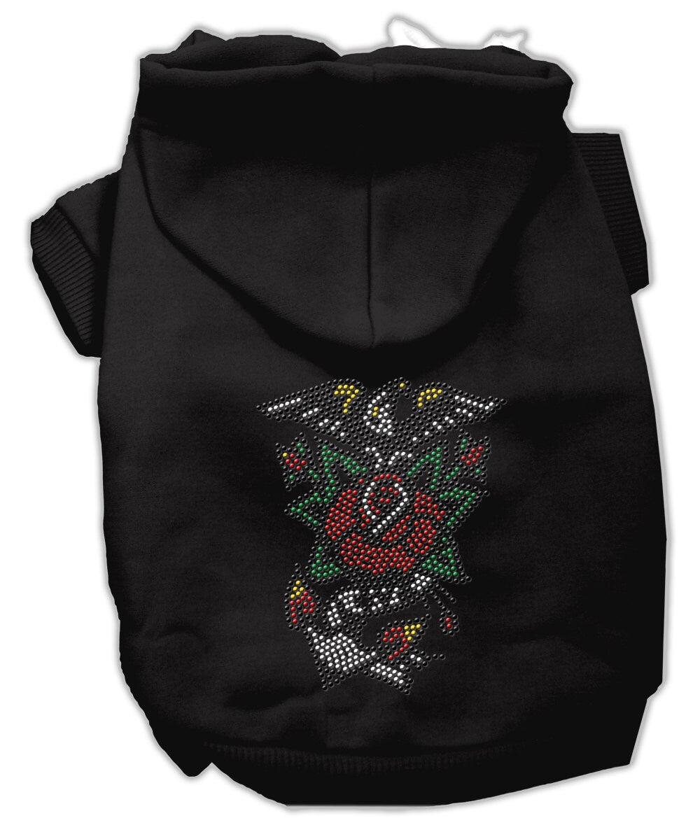 Pet, Dog & Cat Hoodie Nailhead Rhinestone, "Eagle Rose"