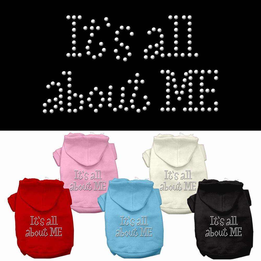 Sudadera con capucha para perros y gatos con diamantes de imitación y texto "It's All About Me"