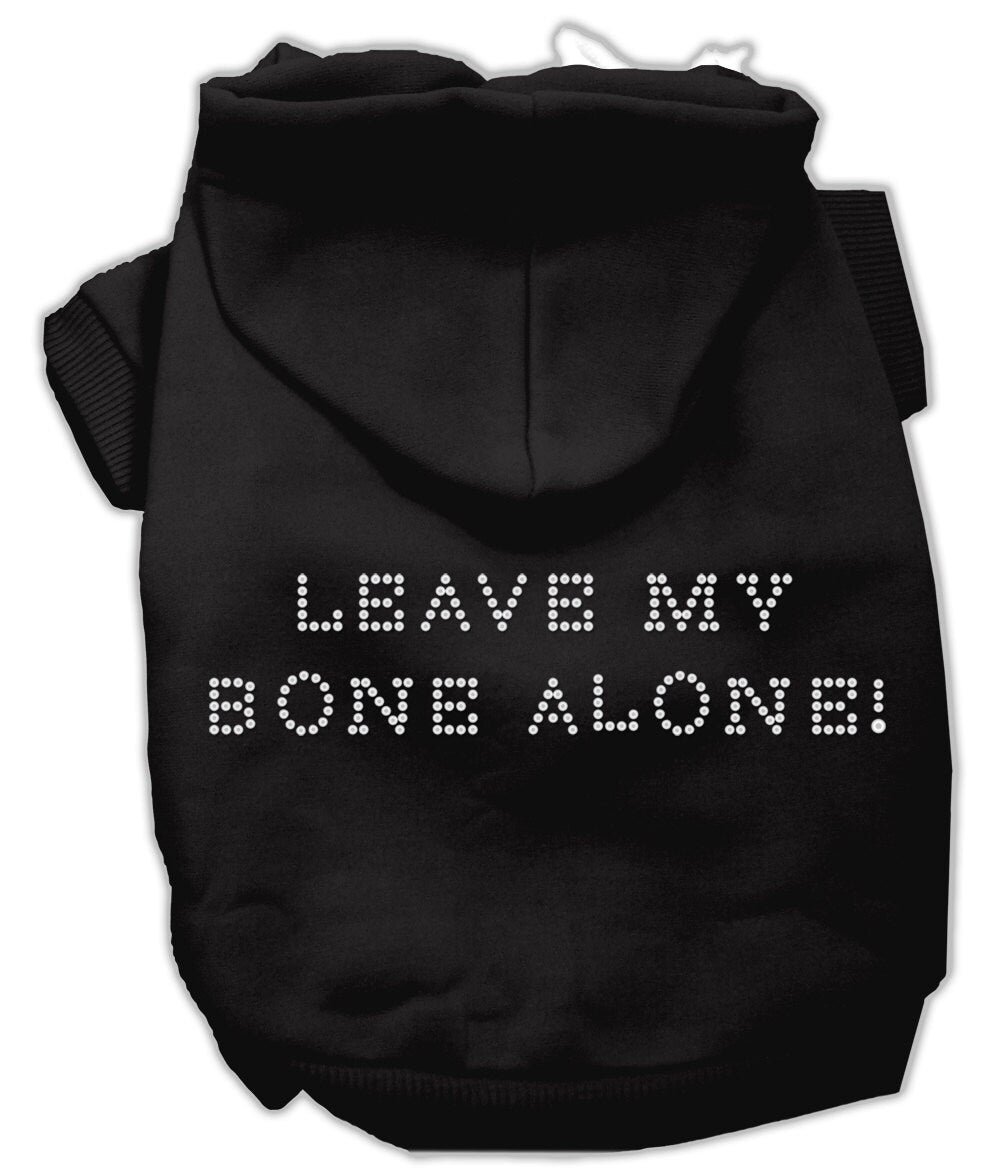 Sudadera con capucha para mascotas, perros y gatos con diamantes de imitación y la frase "Leave My Bone Alone" (Deja mi hueso en paz)