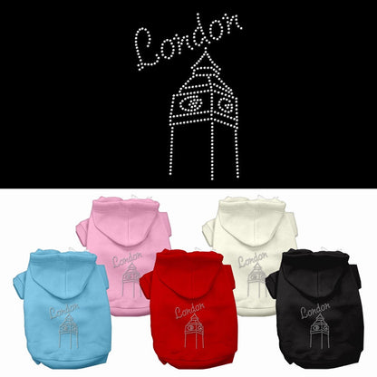 Sudadera con capucha para mascotas, perros y gatos con diamantes de imitación, "Londres"