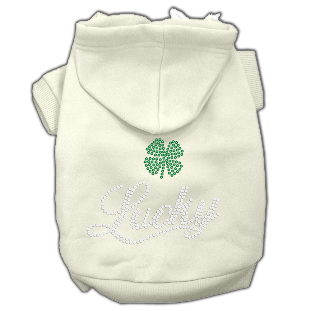 Sudadera con capucha para mascotas, perros y gatos con diamantes de imitación, "Lucky"