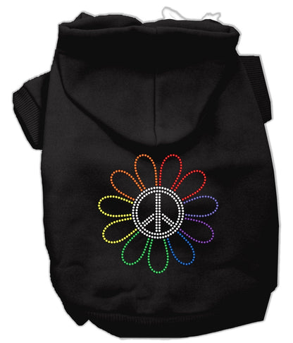 Sudadera con capucha para mascotas, perros y gatos con diamantes de imitación y el símbolo de la paz de la flor del arco iris