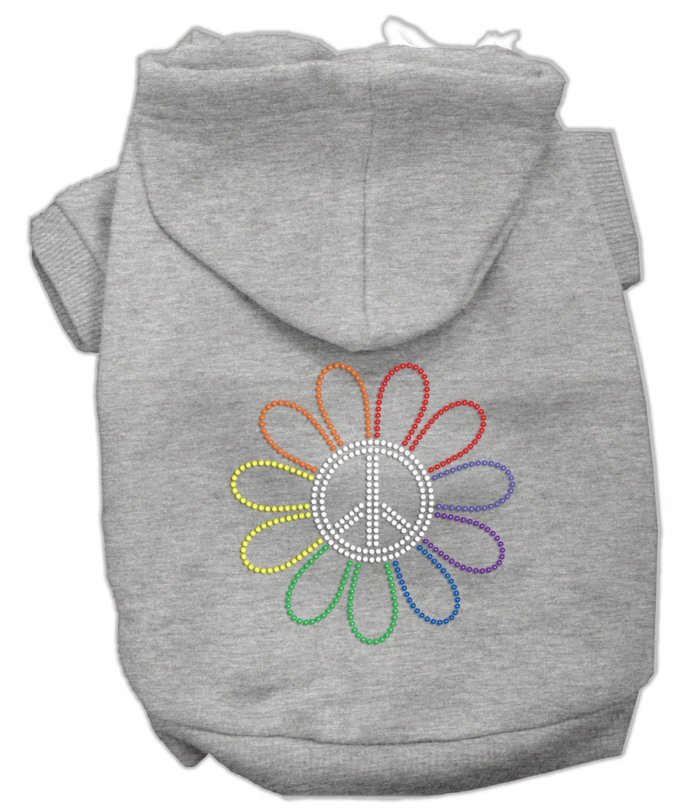 Sudadera con capucha para mascotas, perros y gatos con diamantes de imitación y el símbolo de la paz de la flor del arco iris