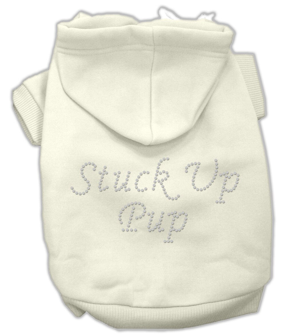 Sudadera con capucha para mascotas, perros y gatos con diamantes de imitación, "Stuck Up Pup"