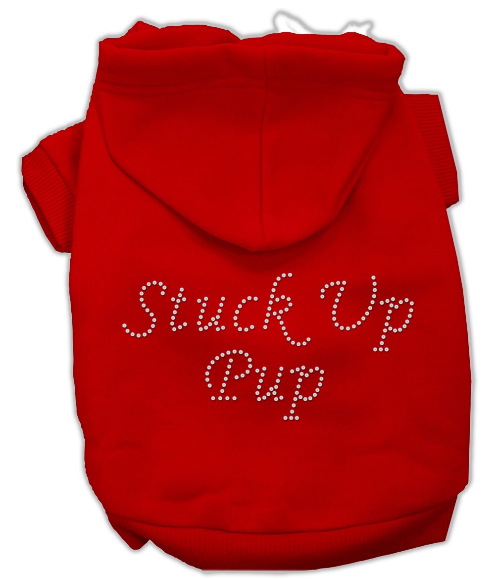 Sudadera con capucha para mascotas, perros y gatos con diamantes de imitación, "Stuck Up Pup"