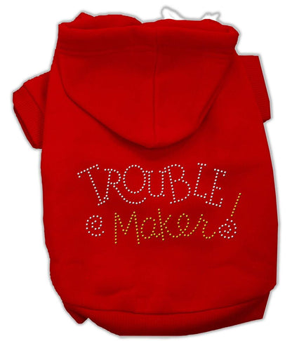 Pet, Dog & Cat Hoodie Rhinestone, "Trouble Maker"