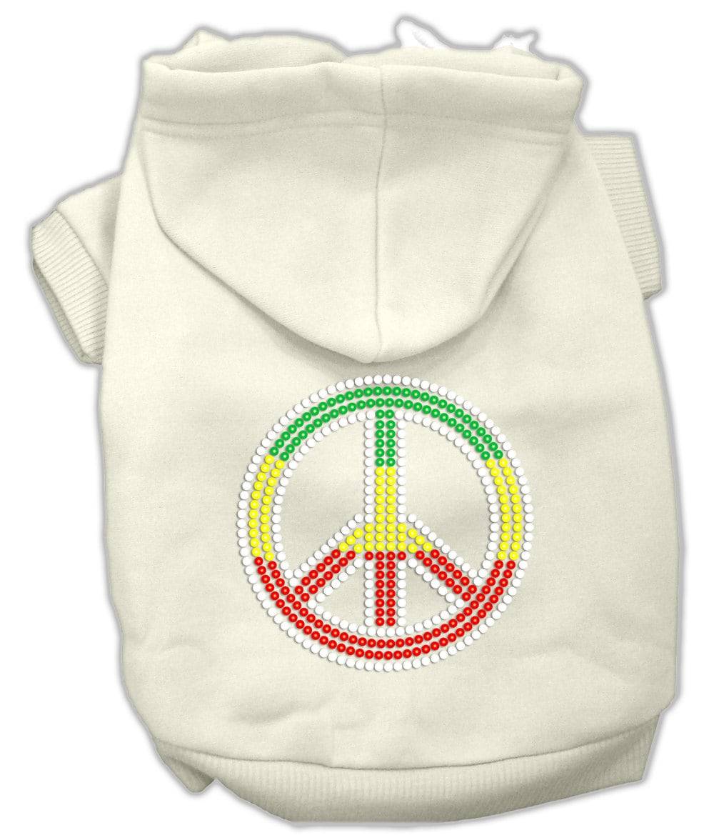 Pet, Dog & Cat Hoodie Rhinestone, "Rasta Peace Sign"