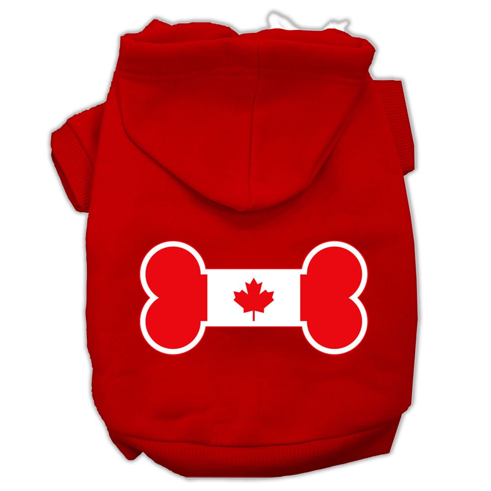 Pet, Dog & Cat Hoodie Screen Printed, "Bone Shaped Canadian Flag"