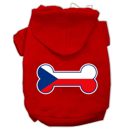 Pet, Dog & Cat Hoodie Screen Printed, "Bone Shaped Czech Republic Flag"