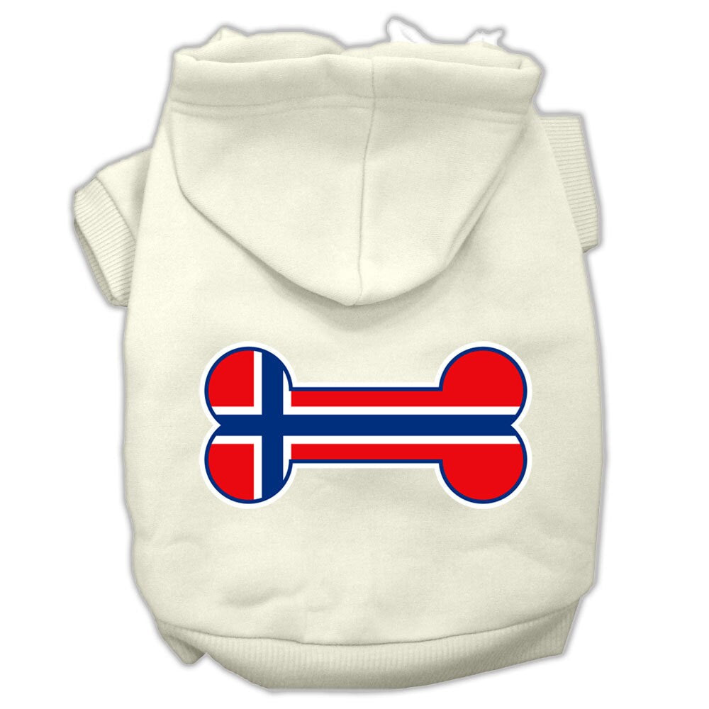 Sudadera con capucha para mascotas, perros y gatos serigrafiada con la bandera de Noruega en forma de hueso