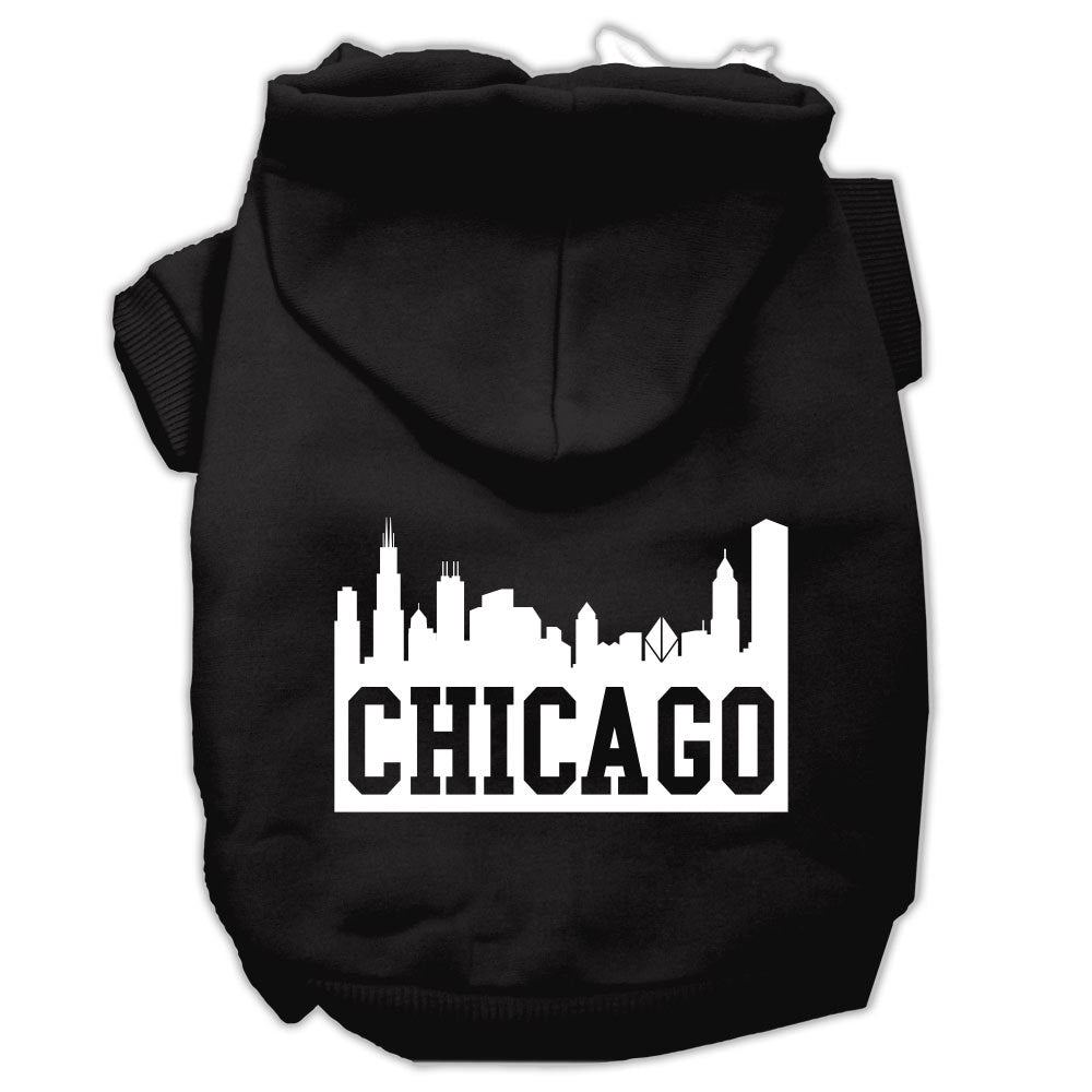 Sudadera con capucha para mascotas, perros y gatos serigrafiada con el lema "Chicago Skyline"