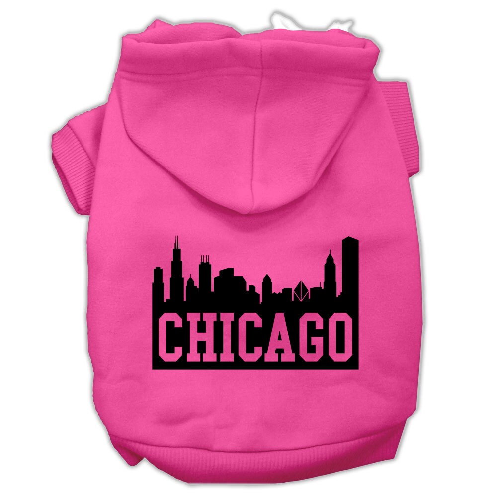 Sudadera con capucha para mascotas, perros y gatos serigrafiada con el lema "Chicago Skyline"