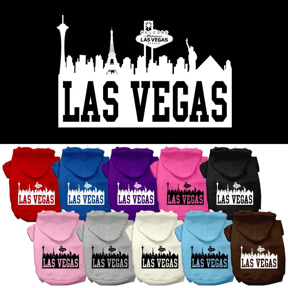 Sudadera con capucha para mascotas, perros y gatos serigrafiada con el lema "Las Vegas Skyline"