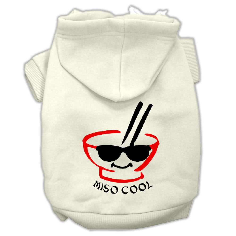 Sudadera con capucha para mascotas, perros y gatos serigrafiada con el texto "Miso Cool"