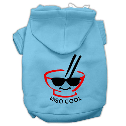 Sudadera con capucha para mascotas, perros y gatos serigrafiada con el texto "Miso Cool"