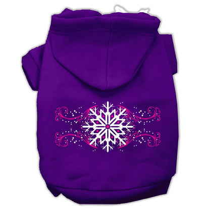 Christmas Pet Hoodie Screen Printed, "Pink Snowflake Swirls"