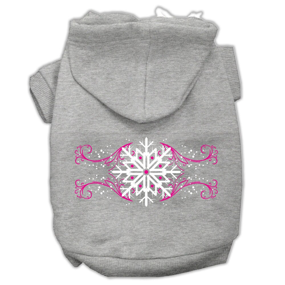 Christmas Pet Dog & Cat Hoodie Screen Printed, "Pink Snowflake Swirls"