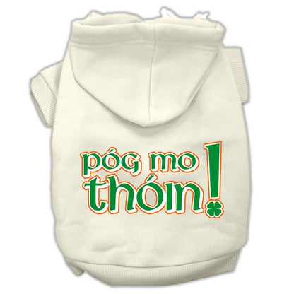 Sudadera con capucha para perros y gatos serigrafiada con la frase "Pog Mo Thoin!"