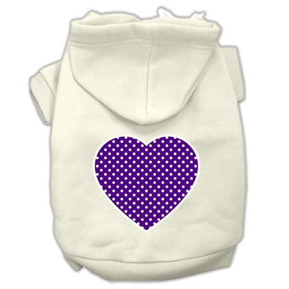 Pet Dog & Cat Hoodie Screen Printed, "Purple Swiss Dots Heart"