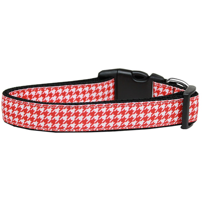 Collar o correa de nailon para perros y gatos, "pata de gallo roja"