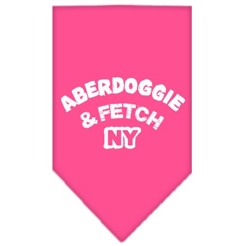 Bandana para mascotas y perros serigrafiada con la frase "Aberdoggie &amp; Fetch NY"