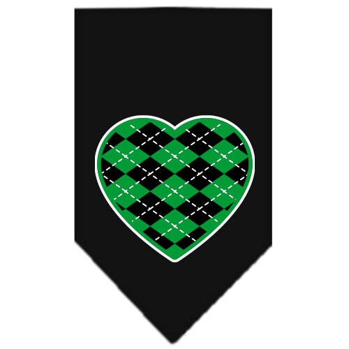 Bandana para mascotas y perros serigrafiada con el texto "Corazón de rombos verdes"