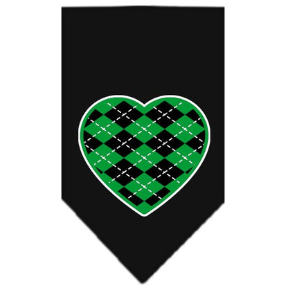 Bandana para mascotas y perros serigrafiada con el texto "Corazón de rombos verdes"