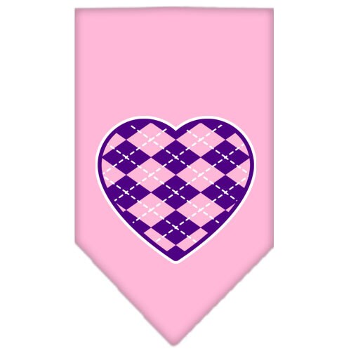 Pet and Dog Bandana Screen Printed, "Argyle Heart Purple"