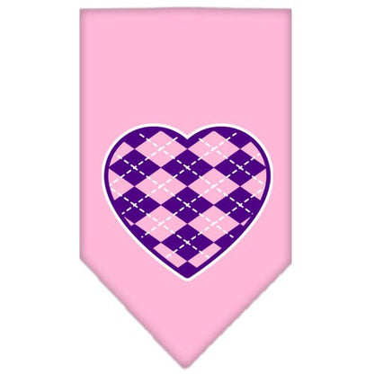 Pet and Dog Bandana Screen Printed, "Argyle Heart Purple"