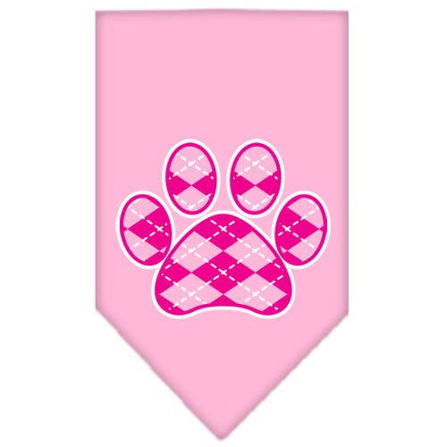 Bandana para mascotas y perros serigrafiada, "Pink Argyle Paw"