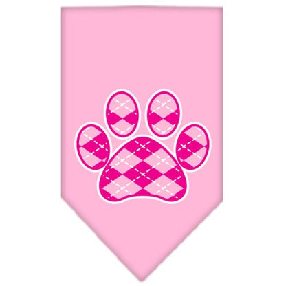 Bandana para mascotas y perros serigrafiada, "Pink Argyle Paw"